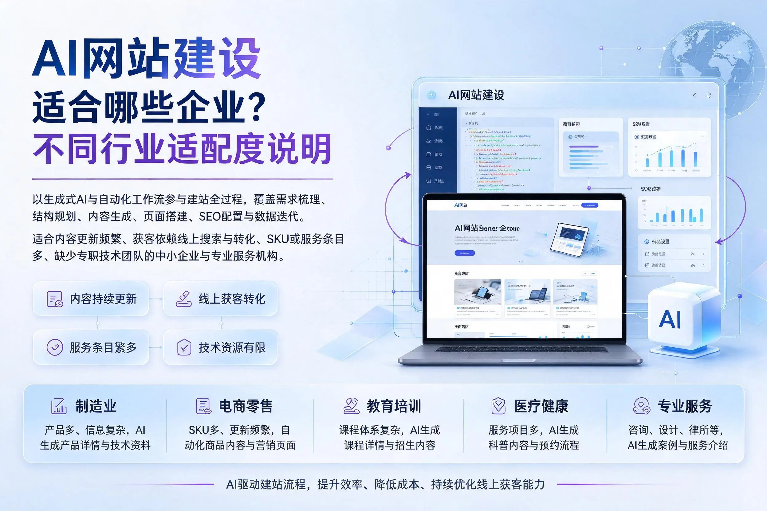 AI网站建设适合哪些企业？晋中不同行业适配度说明